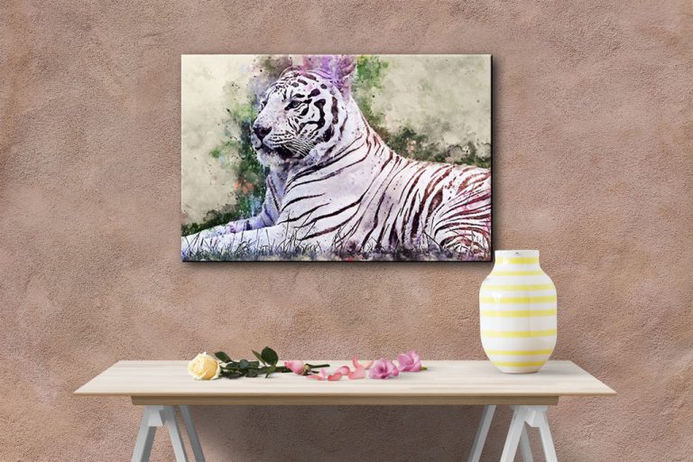 White Bengal tiger canvas print – Alan Hill Art