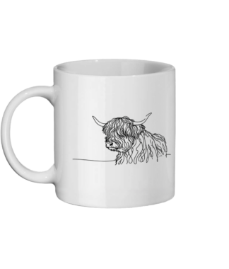 Ceramic Mug 11oz highland cow line art