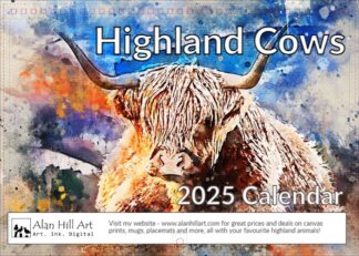 Official Alan Hill Art 2025 Highland cow art calendar