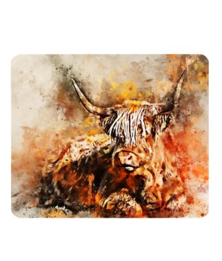 Highland cow splatter art Mousemat