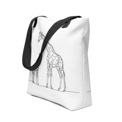 Giraffe and child line art - Tote bag