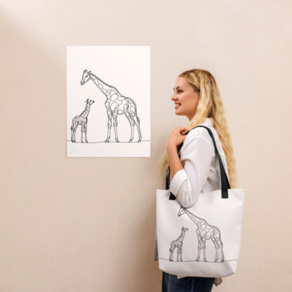 Giraffe and child line art - Tote bag - Image 4