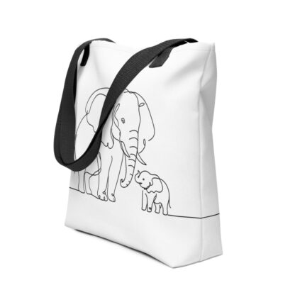 Elephant and child line art Tote bag