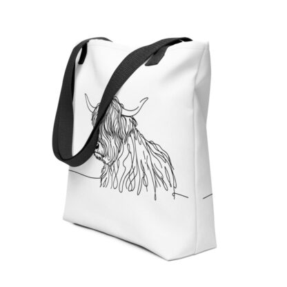 Highland cow line art Tote bag