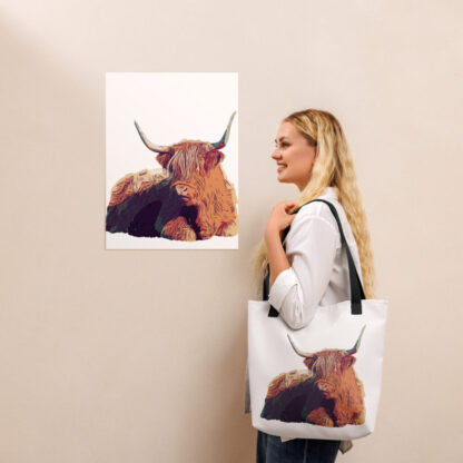 Highland cow bold colours Tote bag - Image 2