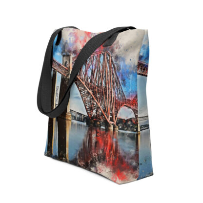 Forth Bridge digital watercolour splatter Tote bag