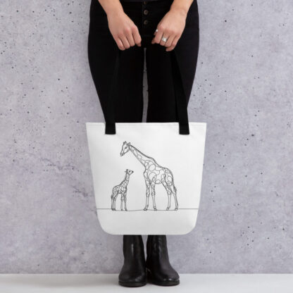 Giraffe and child line art - Tote bag - Image 2