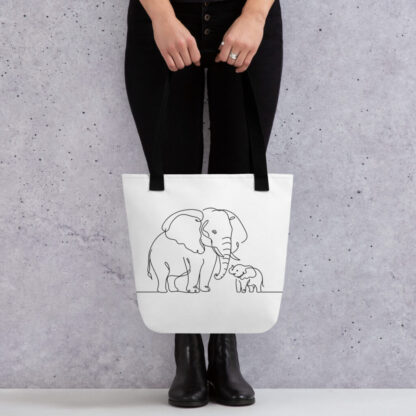 Elephant and child line art Tote bag - Image 3