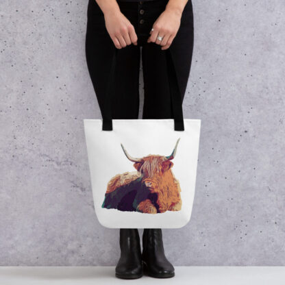 Highland cow bold colours Tote bag - Image 3