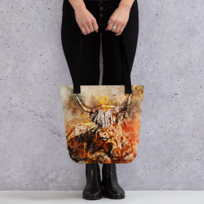 Clyde the highland cow digital watercolour Tote bag - Image 2