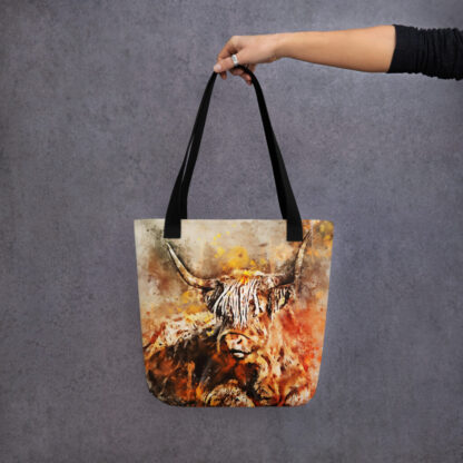 Clyde the highland cow digital watercolour Tote bag - Image 4