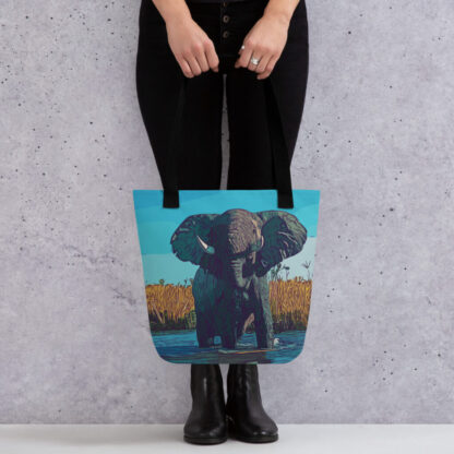 Elephant bold colour digital artwork Tote bag - Image 2