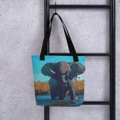 Elephant bold colour digital artwork Tote bag - Image 4