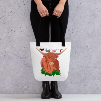 Highland cow with washing line funny art Tote bag - Image 2