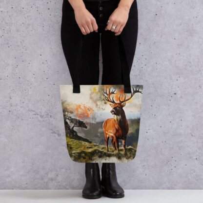 Highland deer digital watercolour Tote bag - Image 2