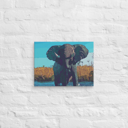 Elephant digital artwork in bold colour canvas wall art print - Image 4