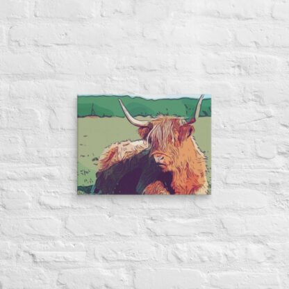 Highland cow in bold colours canvas wall art print - Image 4