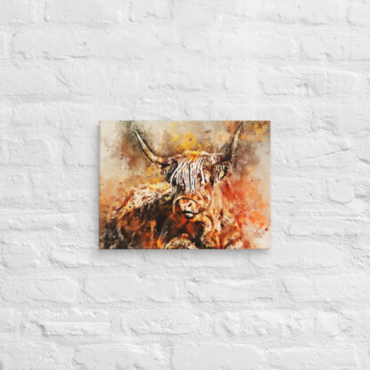 Clyde the highland cow digital watercolour canvas art wall print - Image 4