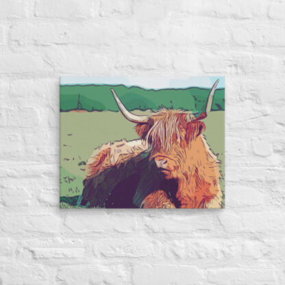 Highland cow in bold colours canvas wall art print - Image 5