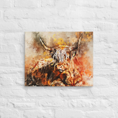 Clyde the highland cow digital watercolour canvas art wall print - Image 5