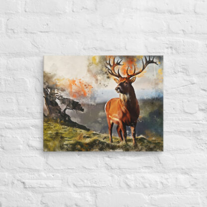 Highland Deer digital watercolour effect canvas print - Image 5