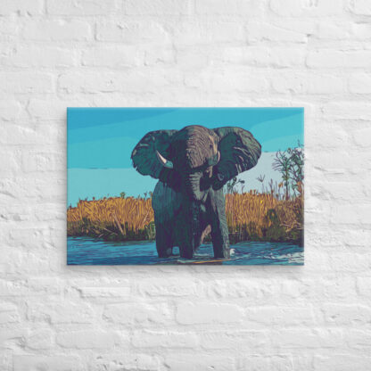 Elephant digital artwork in bold colour canvas wall art print