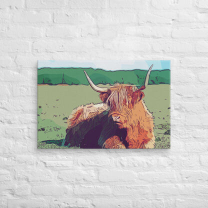 Highland cow in bold colours canvas wall art print