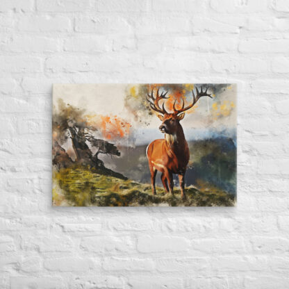 Highland Deer digital watercolour effect canvas print