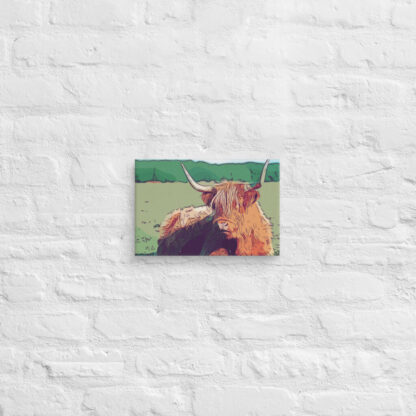 Highland cow in bold colours canvas wall art print - Image 3