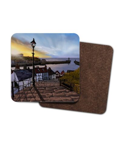 Sunset over Whitby, North Yorkshire 4 Pack Hardboard Coaster