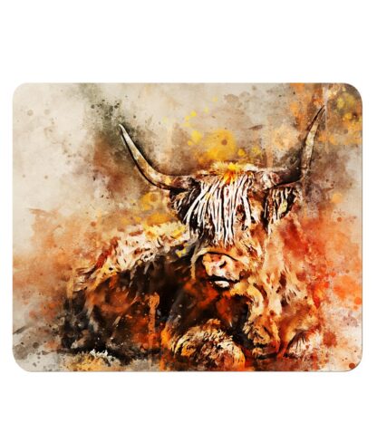 4 Pack Hardboard Placemat Highland cow splatter art