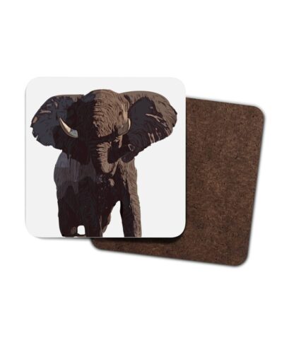 Elephant in bold colours digital artwork 4 Pack Hardboard Coaster