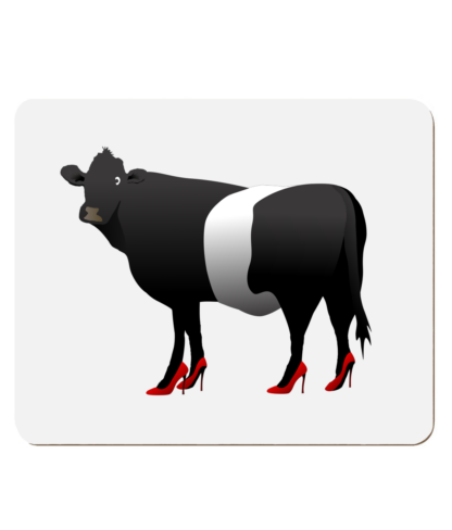 Belted Galloway cow with red high heels 4 Pack Hardboard Placemat