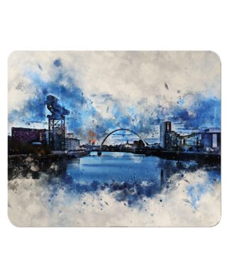 River Clyde, Glasgow digital watercolour splatter 4 Pack Hardboard Placemat