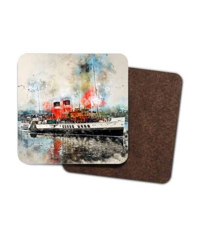 Waverley Paddle Steamer digital watercolour splatter 4 Pack Hardboard Coaster