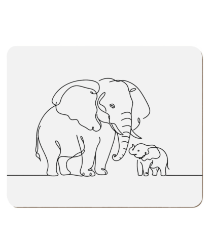 Elephant fine line digital artwork 4 Pack Hardboard Placemat