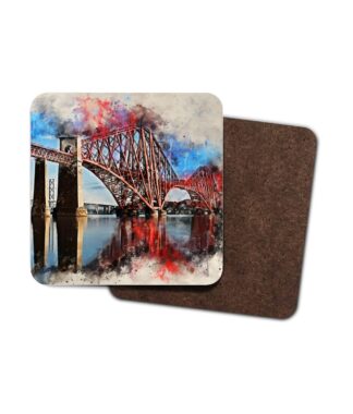 Forth Bridge digital watercolour splatter4 Pack Hardboard Coaster