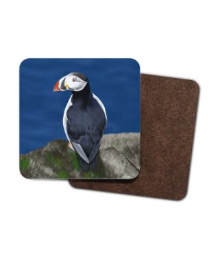 Puffin digital painting 4 Pack Hardboard Coaster