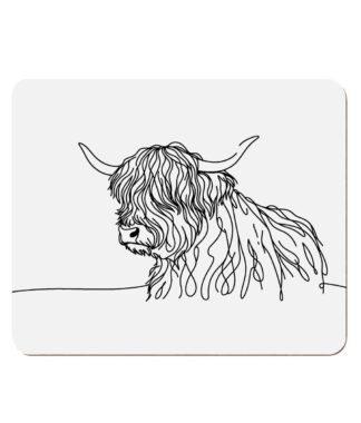 Highland cow line art 4 Pack Hardboard Placemat