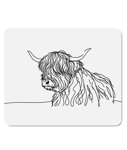 Highland cow digital fine line artwork 4 Pack Hardboard Placemat