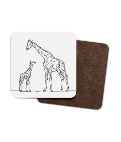 Giraffe digital line artwork 4 Pack Hardboard Coaster