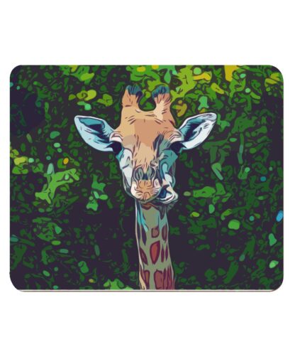 Giraffe on green background digital artwork in bold colours 4 Pack Hardboard Placemat Giraffe-recolour-noir