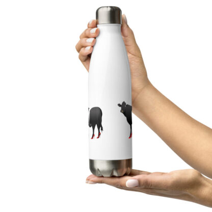 Belted Galloway cow with red high heels Stainless steel water bottle - Image 8