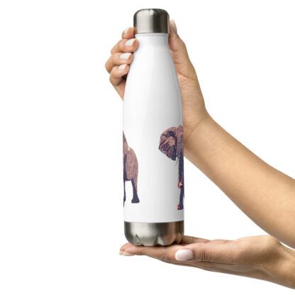 Elephant digital artwork in bold colours Stainless steel water bottle - Image 10