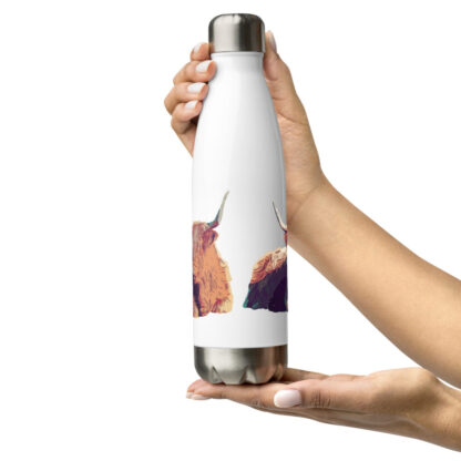 Highland cow in bold colours Stainless steel water bottle - Image 12