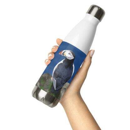 Puffin digital watercolour painting Stainless steel water bottle - Image 13