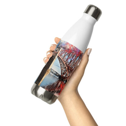 Forth Bridge digital watercolour splatter Stainless steel water bottle - Image 11