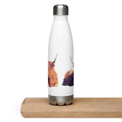 Highland cow in bold colours Stainless steel water bottle - Image 11