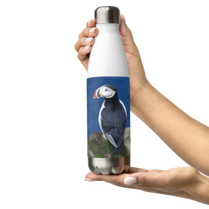 Puffin digital watercolour painting Stainless steel water bottle