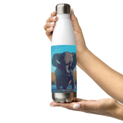 Elephant bold colour digital painting Stainless steel water bottle